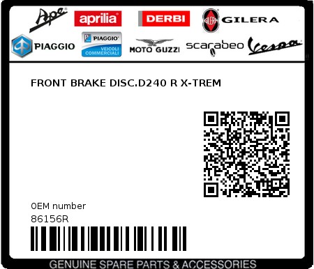 Product image: Piaggio - 86156R - FRONT BRAKE DISC.D240 R X-TREM  0