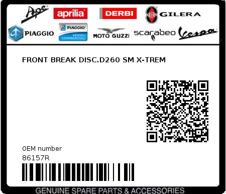 Product image: Piaggio - 86157R - FRONT BREAK DISC.D260 SM X-TREM  0