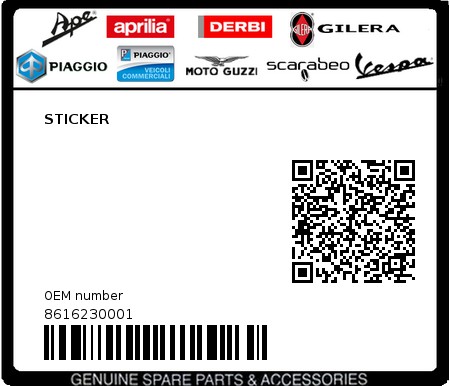 Product image: Piaggio - 8616230001 - STICKER  0