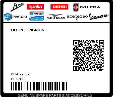 Product image: Piaggio - 86178R - OUTPUT PIGNION  0