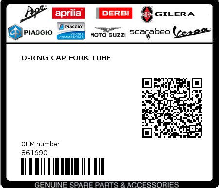 Product image: Piaggio - 861990 - O-RING CAP FORK TUBE  0