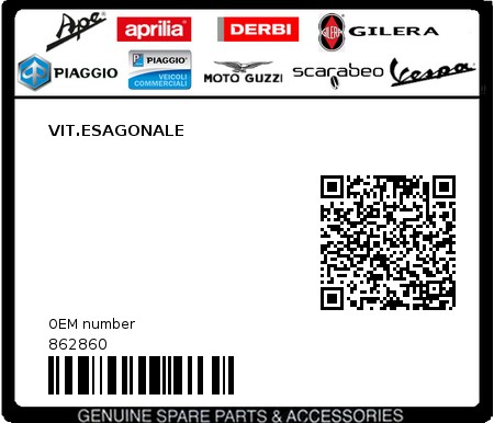 Product image: Piaggio - 862860 - VIT.ESAGONALE  0