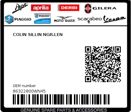 Product image: Piaggio - 86322800WN45 - COLIN SILLIN NGR.LEN  0