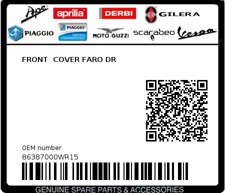 Product image: Piaggio - 86387000WR15 - FRONT  COVER FARO DR  0
