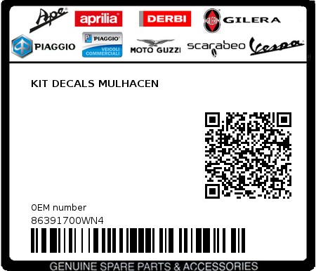 Product image: Piaggio - 86391700WN4 - KIT DECALS MULHACEN  0