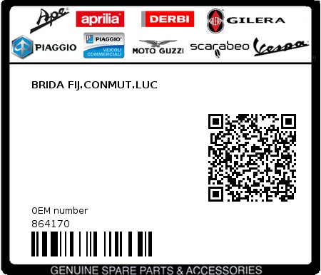 Product image: Piaggio - 864170 - BRIDA FIJ.CONMUT.LUC  0