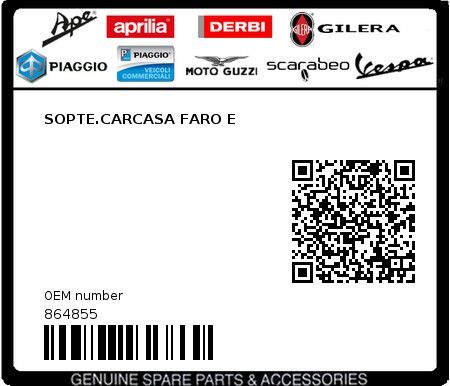 Product image: Piaggio - 864855 - SOPTE.CARCASA FARO E  0