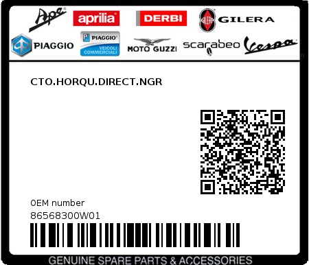 Product image: Piaggio - 86568300W01 - CTO.HORQU.DIRECT.NGR  0