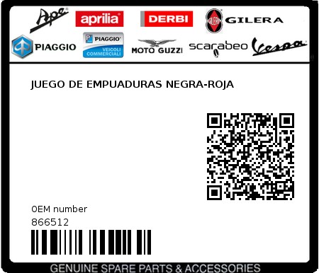 Product image: Piaggio - 866512 - JUEGO DE EMPUADURAS NEGRA-ROJA  0