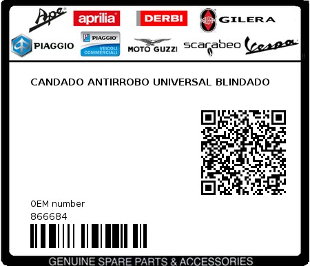 Product image: Piaggio - 866684 - CANDADO ANTIRROBO UNIVERSAL BLINDADO  0
