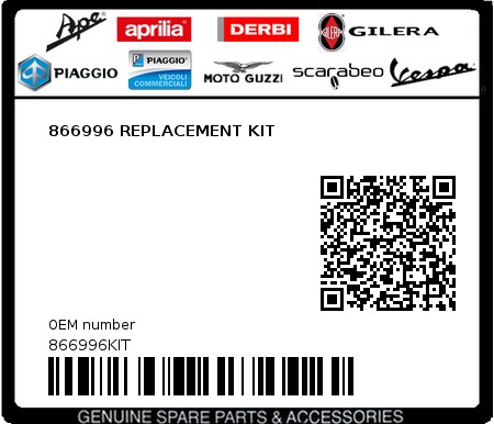 Product image: Piaggio - 866996KIT - 866996 REPLACEMENT KIT  0