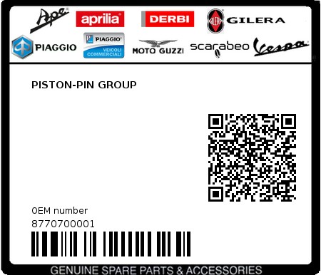Product image: Piaggio - 8770700001 - PISTON-PIN GROUP  0