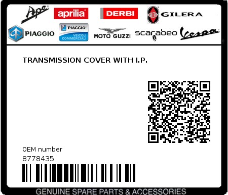 Product image: Piaggio - 8778435 - TRANSMISSION COVER WITH I.P. 