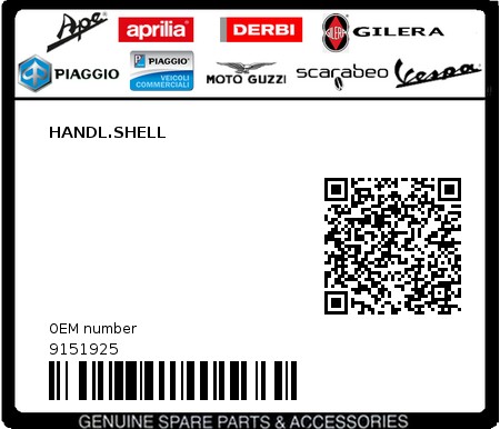 Product image: Piaggio - 9151925 - HANDL.SHELL 