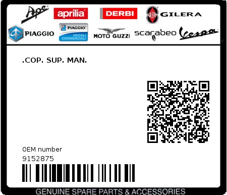 Product image: Piaggio - 9152875 - .COP. SUP. MAN. 