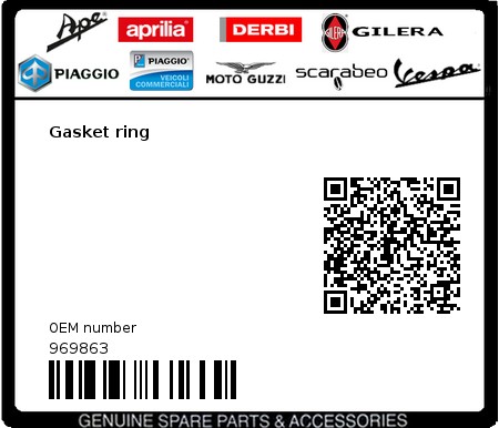 Product image: Piaggio - 969863 - Gasket ring 