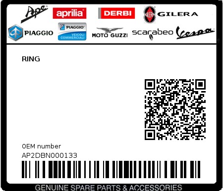 Product image: Piaggio - AP2DBN000133 - RING  0