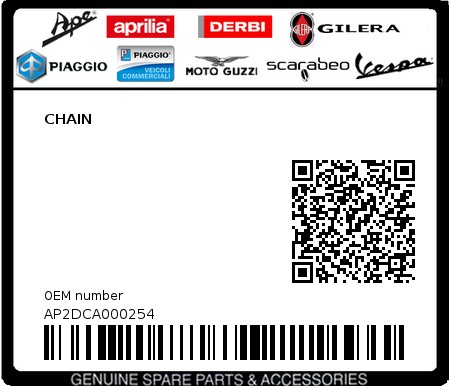 Product image: Piaggio - AP2DCA000254 - CHAIN  0