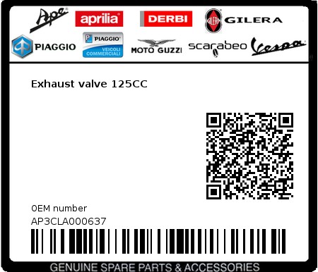 Product image: Piaggio - AP3CLA000637 - Exhaust valve 125CC  0