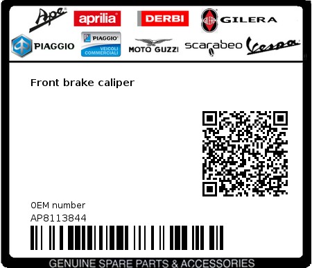 Product image: Piaggio - AP8113844 - Front brake caliper  0