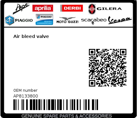 Product image: Piaggio - AP8133800 - Air bleed valve  0