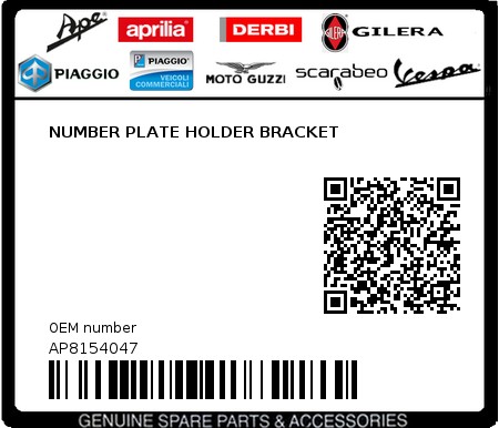 Product image: Piaggio - AP8154047 - NUMBER PLATE HOLDER BRACKET  0