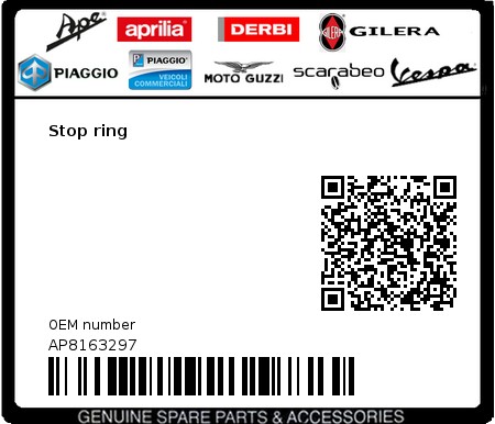 Product image: Piaggio - AP8163297 - Stop ring  0