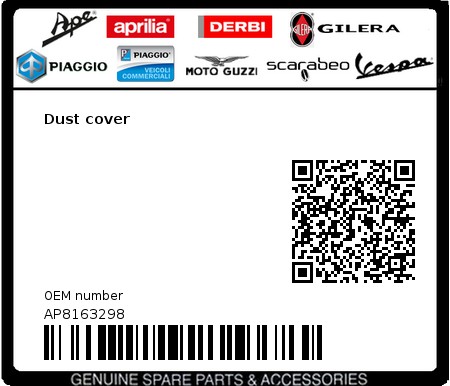 Product image: Piaggio - AP8163298 - Dust cover  0