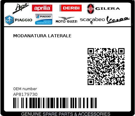 Product image: Piaggio - AP8179730 - MODANATURA LATERALE  0