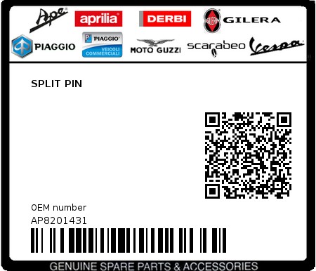 Product image: Piaggio - AP8201431 - SPLIT PIN  0