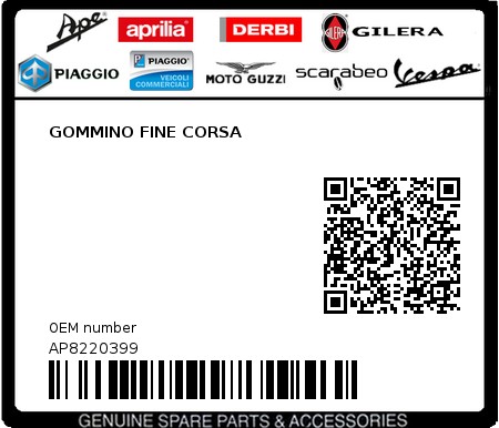 Product image: Piaggio - AP8220399 - GOMMINO FINE CORSA  0