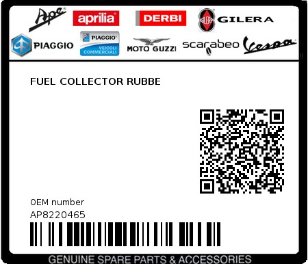 Product image: Piaggio - AP8220465 - FUEL COLLECTOR RUBBE 