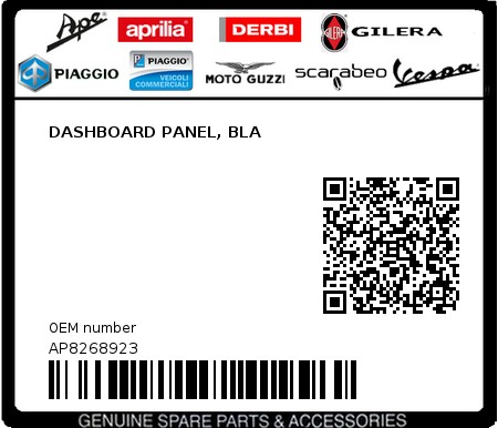 Product image: Piaggio - AP8268923 - DASHBOARD PANEL, BLA  0