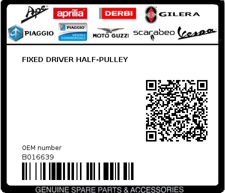 Product image: Piaggio - B016639 - FIXED DRIVER HALF-PULLEY 