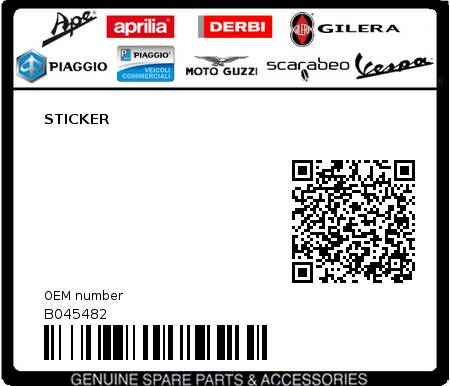 Product image: Piaggio - B045482 - STICKER  0