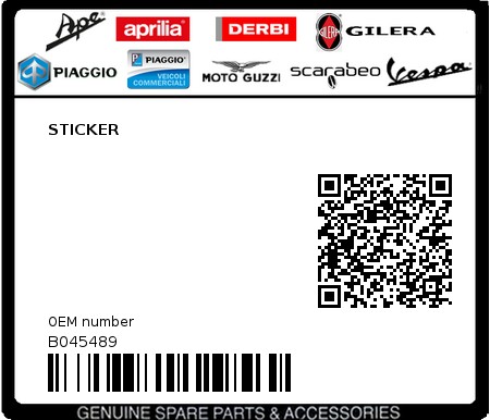 Product image: Piaggio - B045489 - STICKER  0