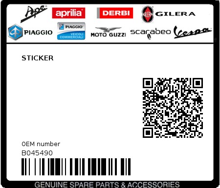 Product image: Piaggio - B045490 - STICKER  0