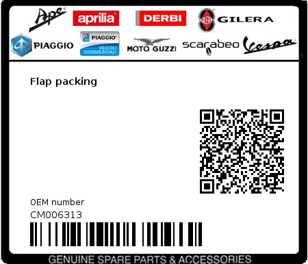 Product image: Piaggio - CM006313 - Flap packing 