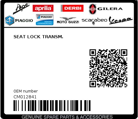 Product image: Piaggio - CM012841 - SEAT LOCK TRANSM.  0