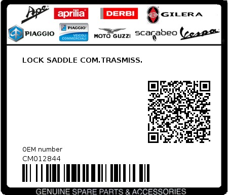 Product image: Piaggio - CM012844 - LOCK SADDLE COM.TRASMISS.  0