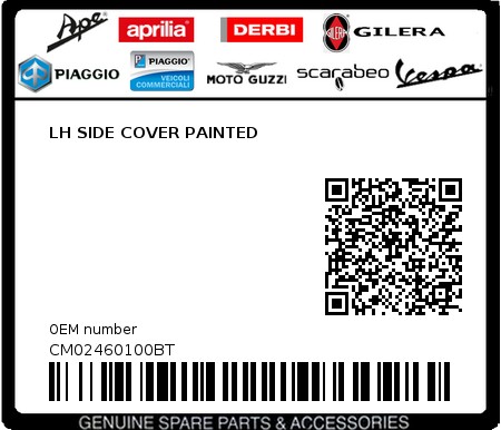 Product image: Piaggio - CM02460100BT - LH SIDE COVER PAINTED 