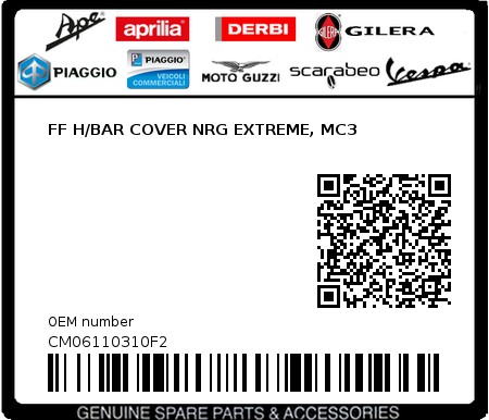 Product image: Piaggio - CM06110310F2 - FF H/BAR COVER NRG EXTREME, MC3 