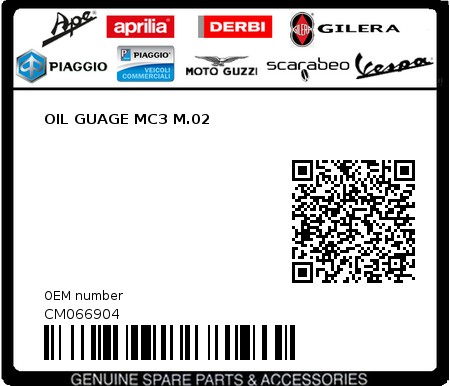 Product image: Piaggio - CM066904 - OIL GUAGE MC3 M.02 