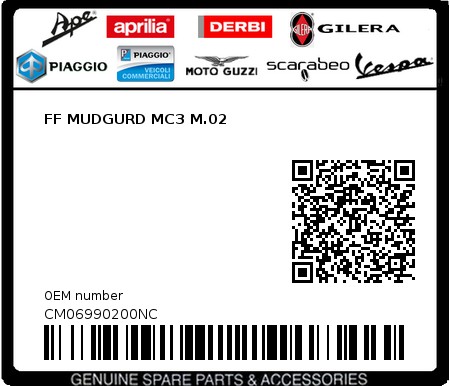 Product image: Piaggio - CM06990200NC - FF MUDGURD MC3 M.02 