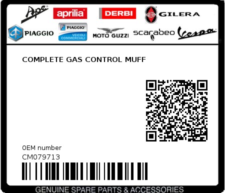 Product image: Piaggio - CM079713 - COMPLETE GAS CONTROL MUFF 