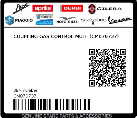 Product image: Piaggio - CM079737 - COUPLING GAS CONTROL MUFF (CM079737) 