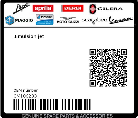 Product image: Piaggio - CM106233 - .Emulsion jet  0