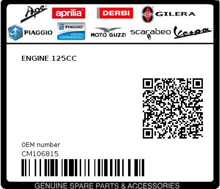 Product image: Piaggio - CM106815 - ENGINE 125CC  0