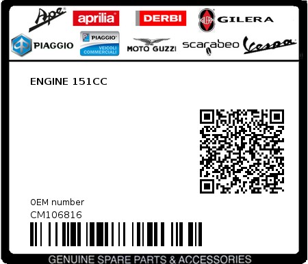 Product image: Piaggio - CM106816 - ENGINE 151CC  0