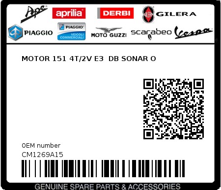 Product image: Piaggio - CM1269A15 - MOTOR 151 4T/2V E3  DB SONAR O  0